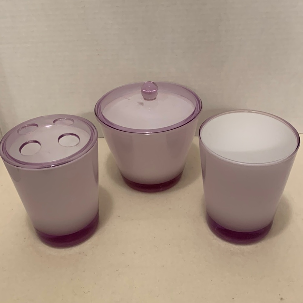 LAVENDER ACRYLIC 5 PCS BATHROOM VANITY STORAGE SET OMBRÉ ::TOOTHBRUSH HOLDER ETC